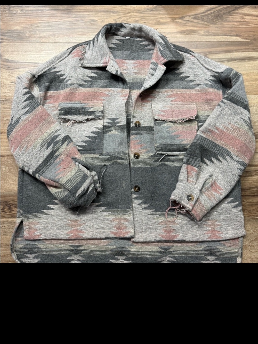 Gray & Pink Aztec Overshirt Jacket NWOT